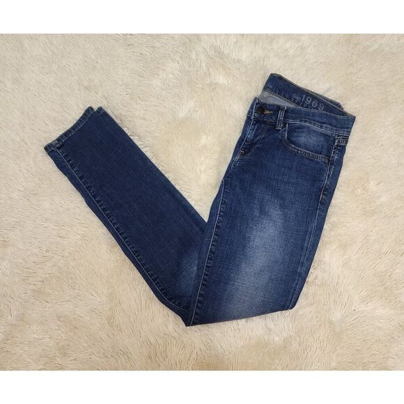 Gap 1969 Always Skinny Low Rise Jeans Womens Size 27 Dark Wash Blue Denim Pants - Picture 2 of 9